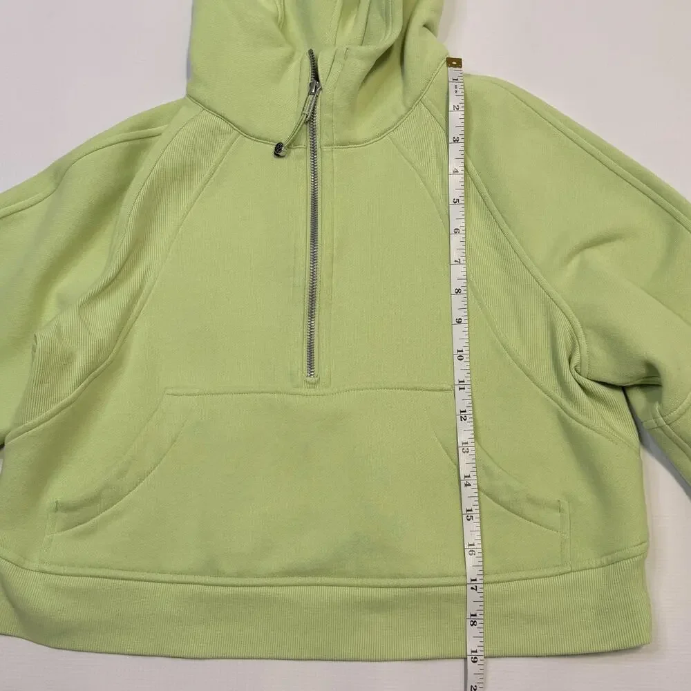 Lululemon Scuba Hoodie Womens XS/S Green 1/2 Zip Fleece Cropped Thumbholes